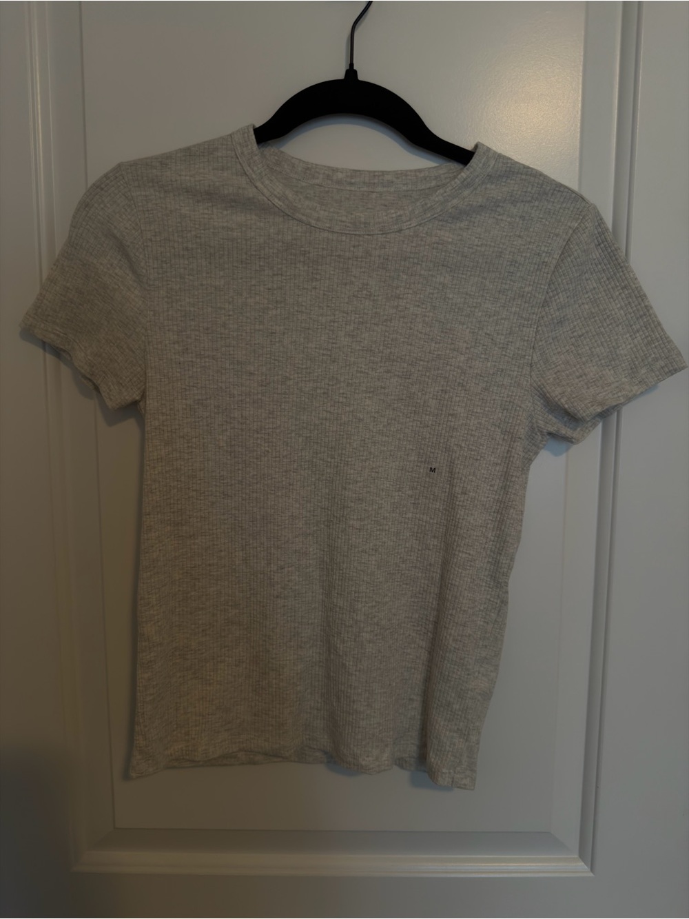 American Eagle Light Gray Ribbed Short Sleeve Tee